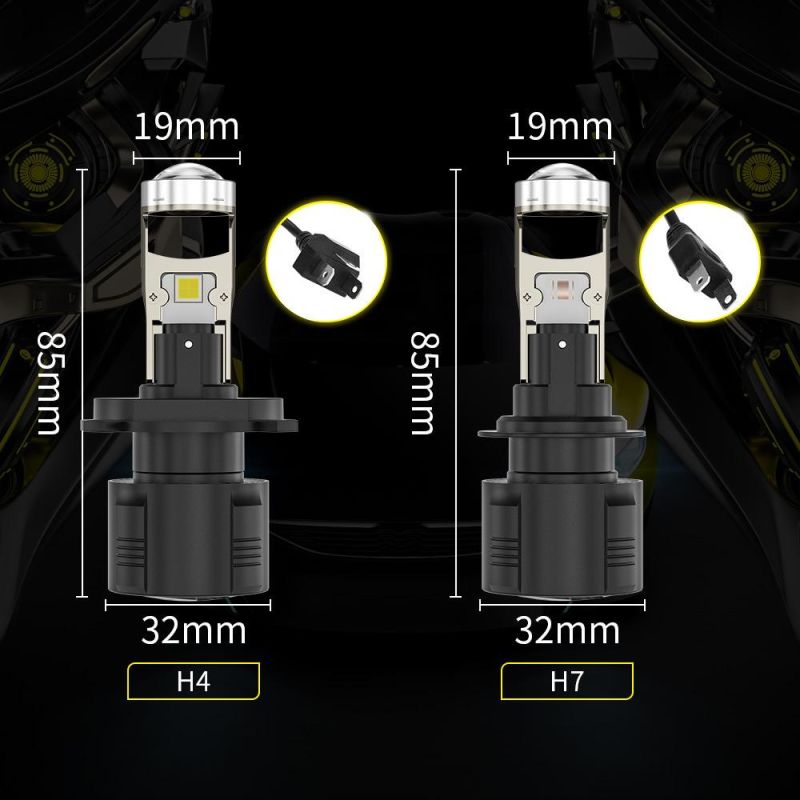 Dxz Projector Mini Lens Auto Rhd LHD H4 LED Headlight Bulb Kit Conversion Kit High/Low Beam 6500K Super Bright Car Light