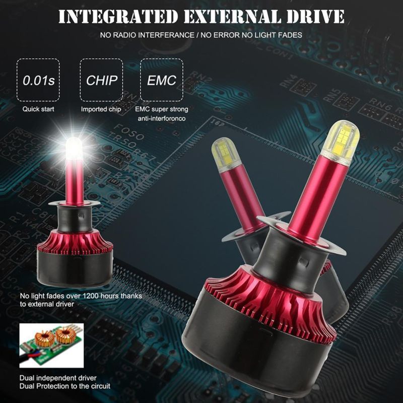 Car LED Headlight Auto Bulbs H1 H7 H11 9005 9006 200W 20000lm Headlamp 4 Sides LED