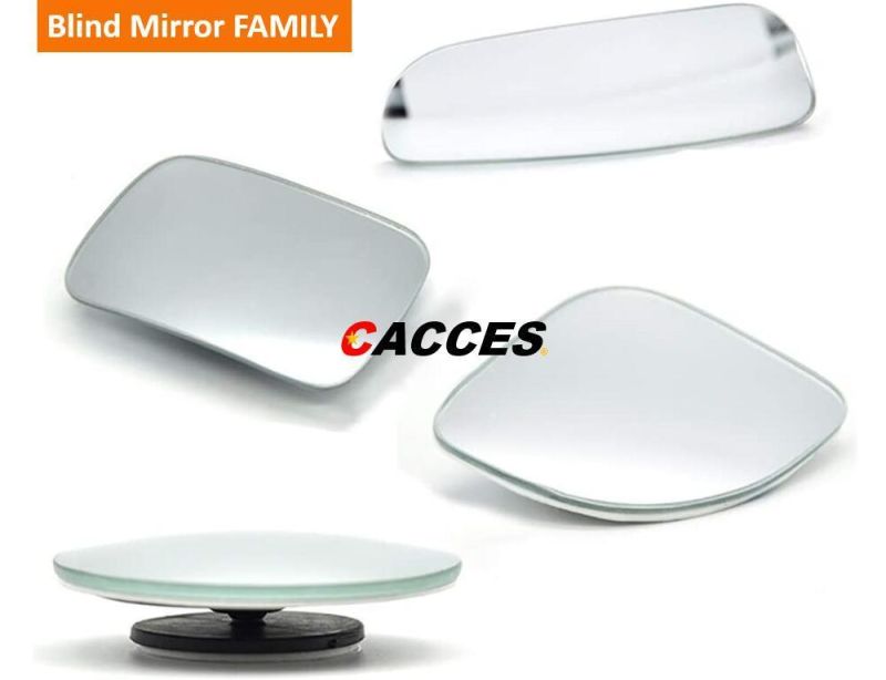 Cacces Blind Spot Mirror, HD Glass Convex Lens Frameless Adjustable Blind Spot Mirror for All Universal Vehicles Car Stick-on Design 2PC Pack (Rectangle/Square)