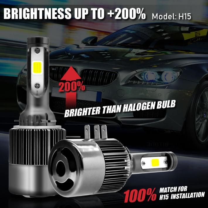 H15 Type 6000K 110W LED Headlight with COB LED Chips Fast Bright 2PCS 55W Lamps with Canbus for A5 S5 A6 S6 Q7 Cla Glk