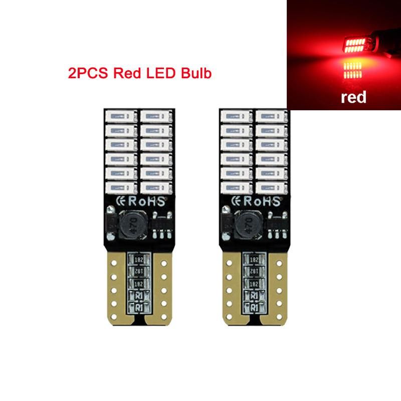 T10 LED Bulb Canbus 5W5 Car W5w LED Signal Light 12V 6000K Auto Wedge Side Interior Dome Reading Lamps 4014 24SMD White Red