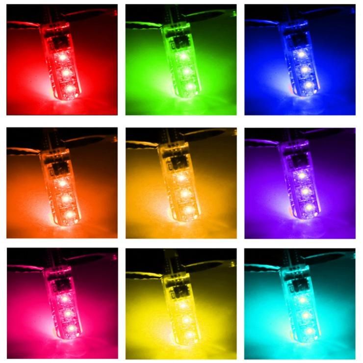New T10 W5w RGB LED Car Clearance Lights SMD RGB T10 LED Bulb Remote Width Interior Lighting Source Car Styling