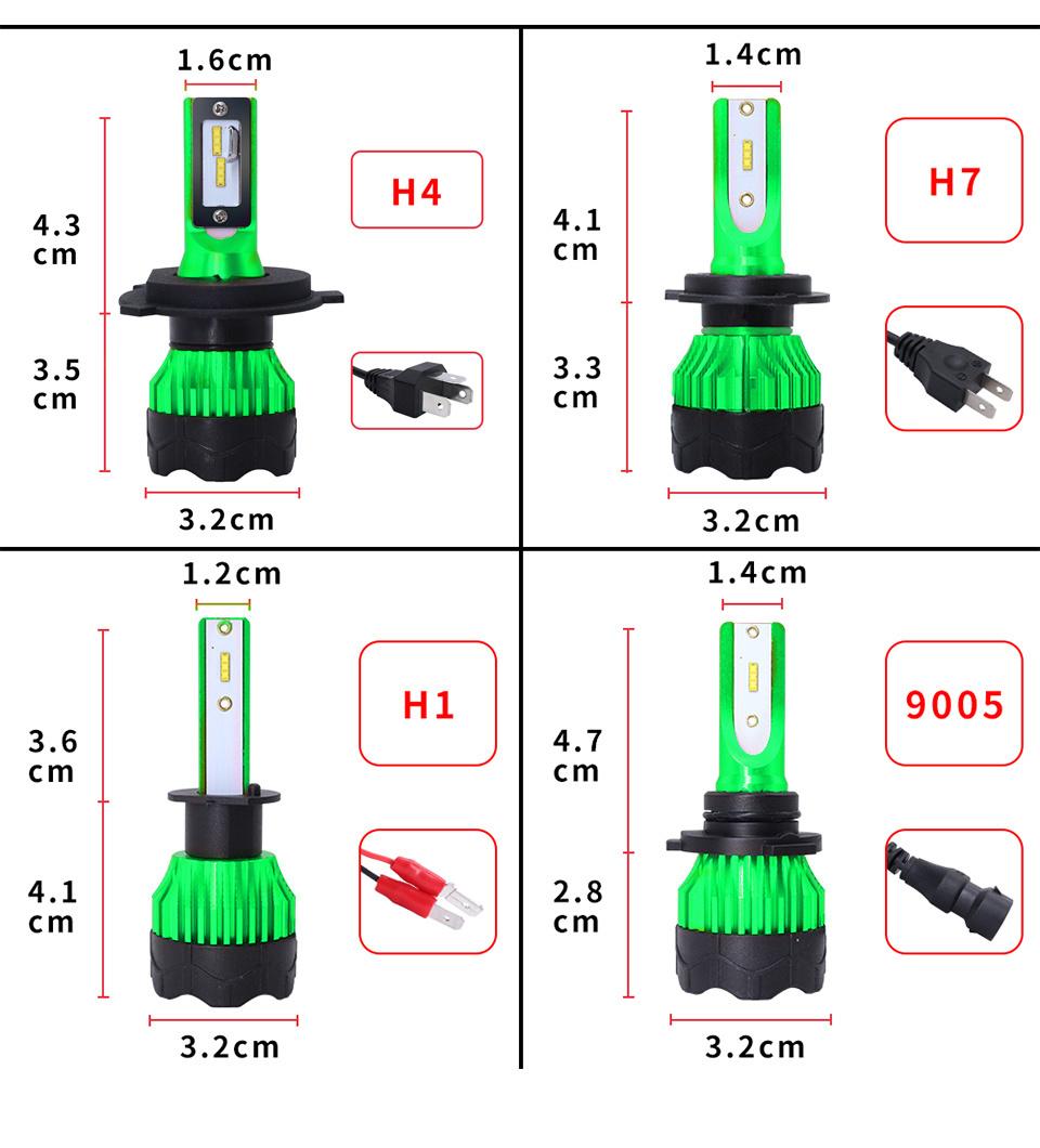 K5 8000lm 72W High Power LED Green Body Hir2 9012 Canbus Car LED Headlight