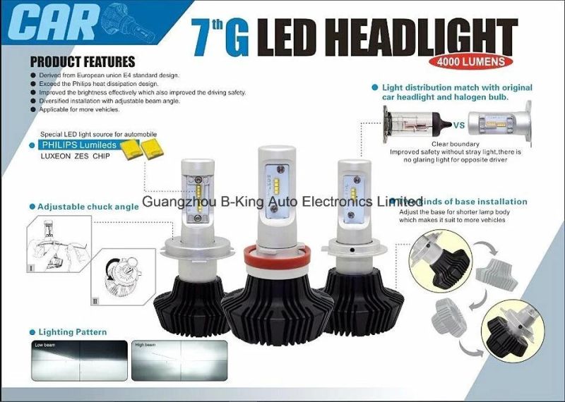 G7 Universal H4 Fanless 4000lm Phi-Zes LED Car Headlight