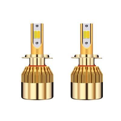 H7 H11 H8 H9 H1 H3 9005 9006 Dual Colors Headlight 12V H4 LED 72W 8000lm at High-Low Beam COB Car Lights Bulb 6000K 3000K C6