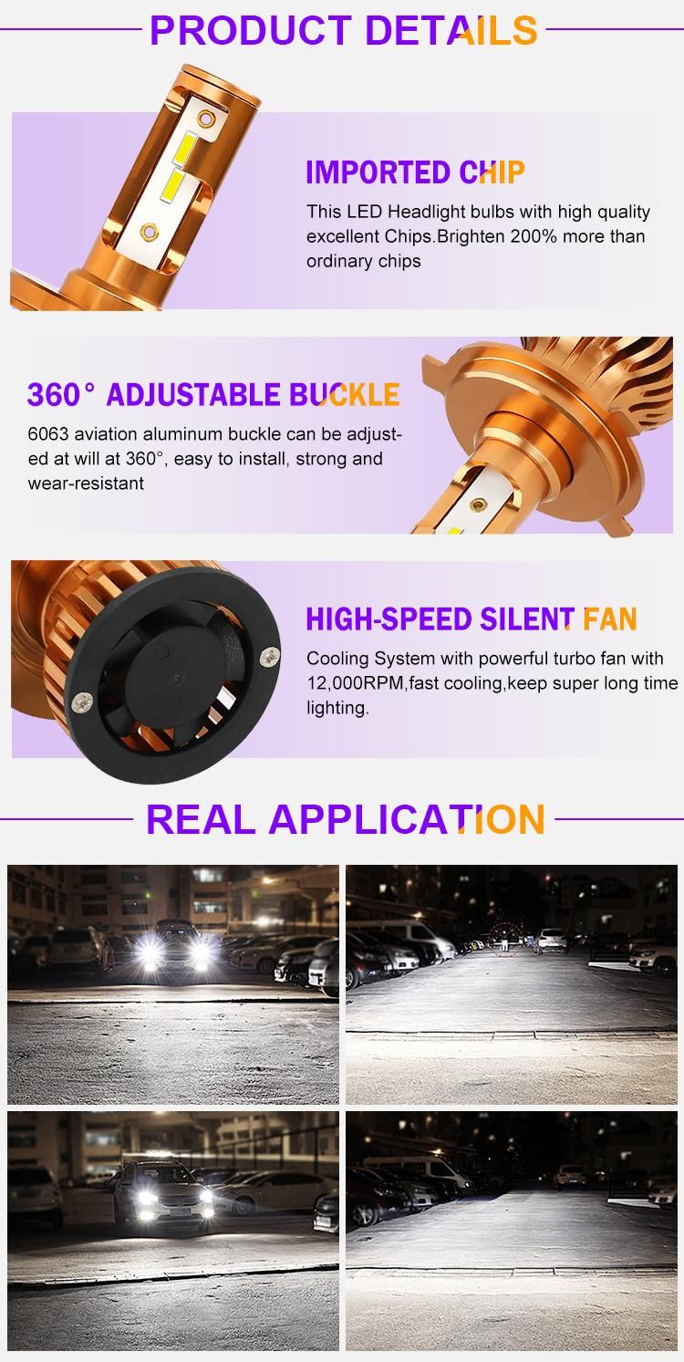 2020 New Wholesale Price Fan 12V 9006 9005 H7 H4 Auto LED Headlight for Cars