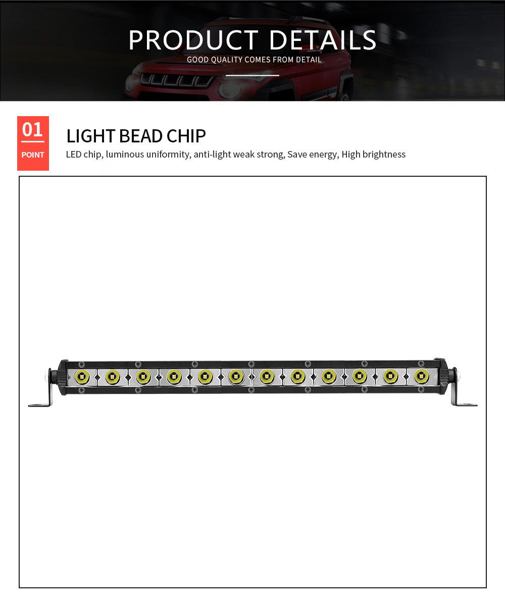 Dxz 3030 Light Bar 12LED 36W Work Light Single Row Spotlight Car Parts Automotive Lighting System Driving Light