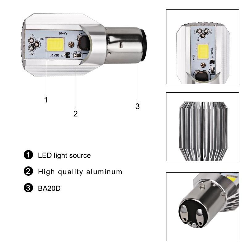 LED Motorcycle Light Scooter Bulb H6 Ba20d 6000K Light