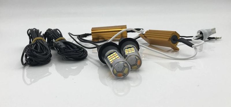W16W T15 Dual Color White + Amber Canbus LED DRL Turn Signal Lamp