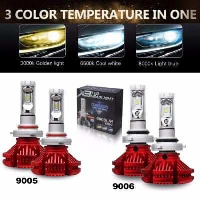 DOT Approved X3 H4 9003 H8 12000lm LED Headlight Zes LED Bulb for 6500K LED Car Light