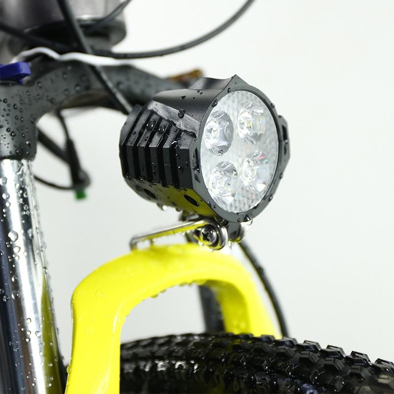 Electric Bicycle LED Headlight 12W 36V 48V Waterproof E Bike Front Light Flashlight 4 Lights with Horn for Ebike