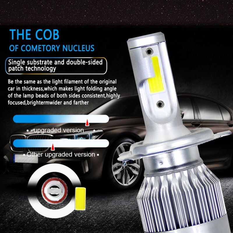 Wholesale C6 Car Light Cheap 9003 Hb2 H4 LED Headlight Bulb Two Sides 72W 8000lm