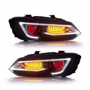 for Car Headlight for Polo Head Light 2011 2012 2013 2017 LED Head Light with Moving Signal+DRL+Demon Eye