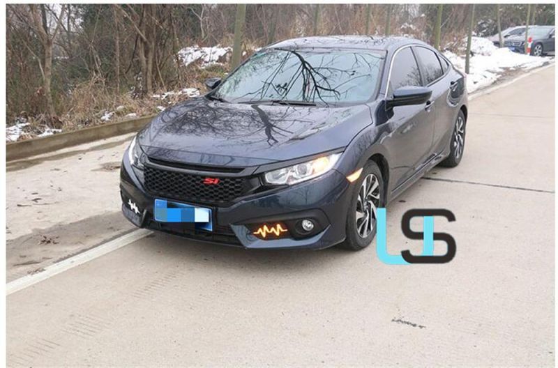 Waterproof Brake Reverse Front Bumper Fog Lamp Turn Signal LED Driving Daytime Running Lights DRL Assembly Fit for Honda Civic 2019 -2021 10th Gen