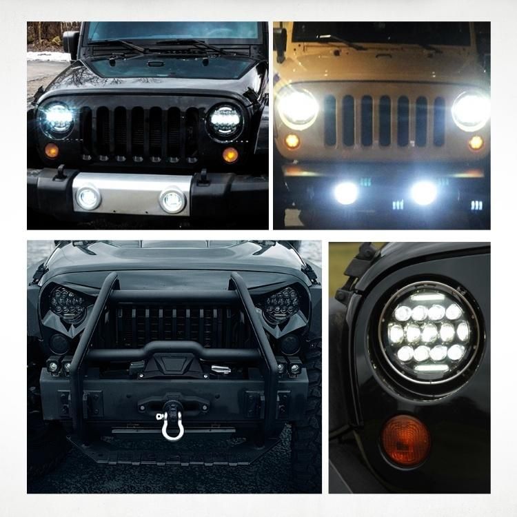 75W Motorcycle Headlight Projector Car Light for Jeep Tj Jk 4 Door Unlimited Land Rover 12V 7" Round LED Headlight