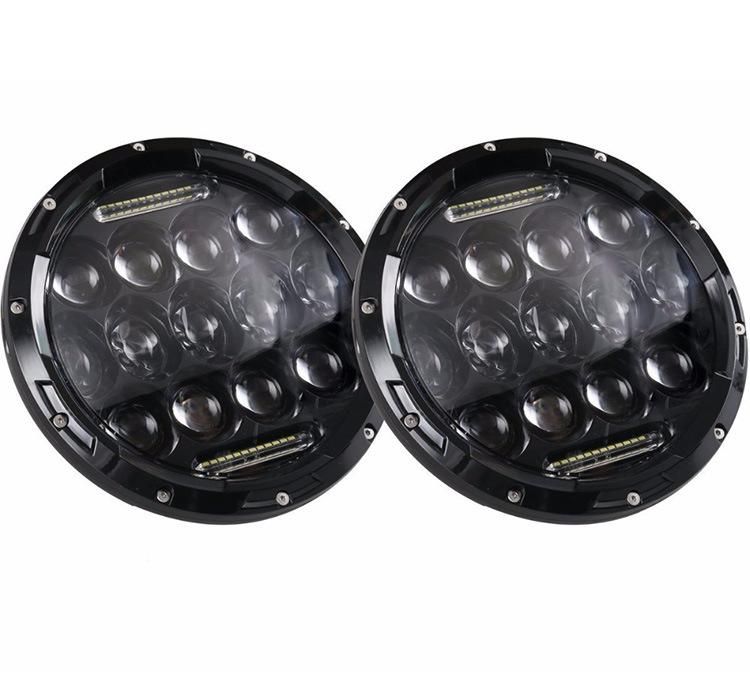 7′′ Round LED Headlights with Halo Angle Eyes DRL for Jeep Wrangler Jk High Low Beam 7 Inch 75W LED Headlight