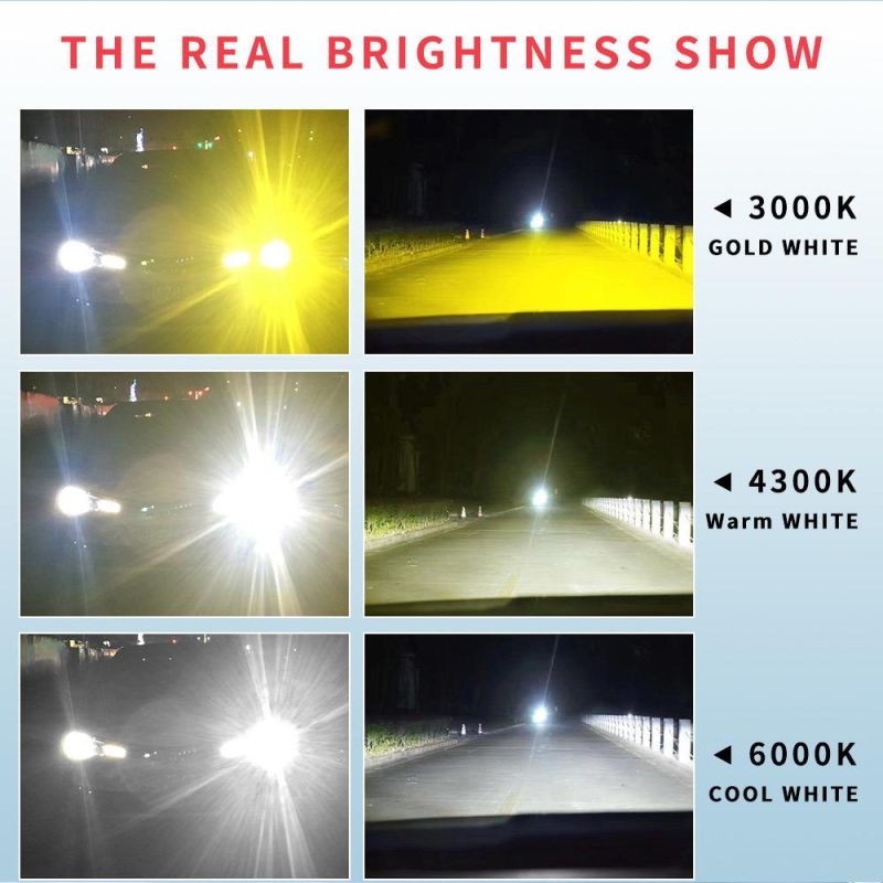 6000 Lm 50W LED H7 H4 Tri-Color Two Color K4 LED Carflash Headlight Fog Bulb