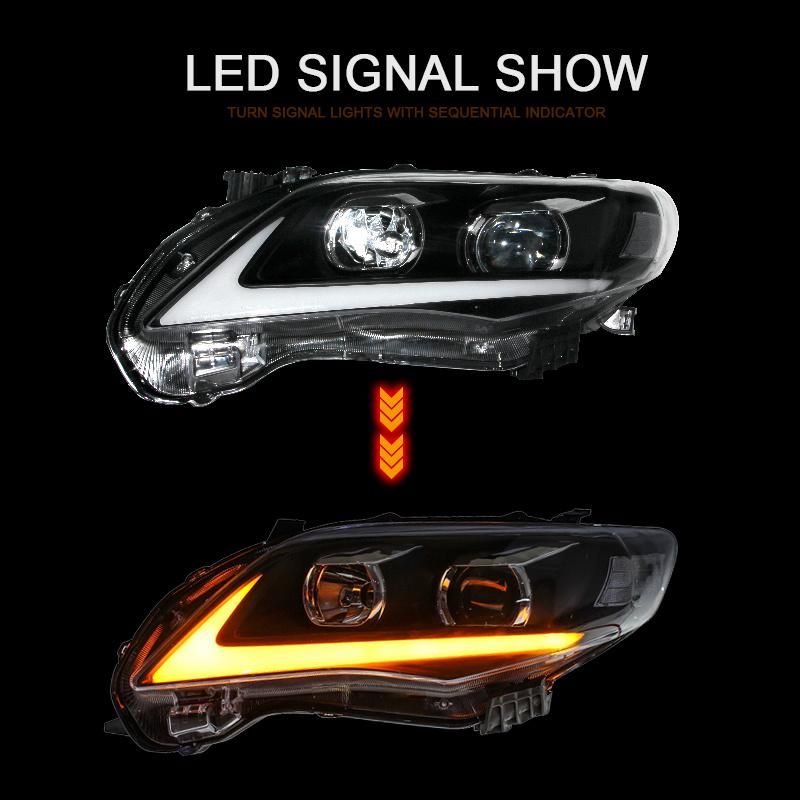 for Toyota Corolla 2011/2012/2013 Car Headlights Assembly W/ LED DRL Turn Signal Lights Plug & Play Head Lights