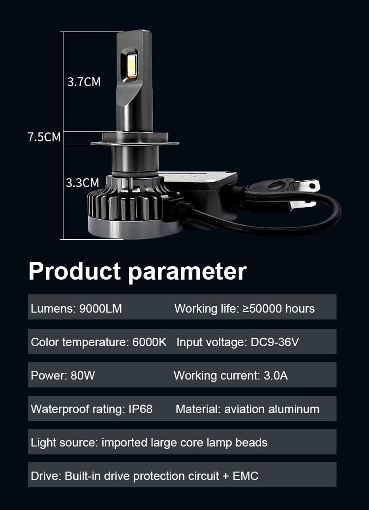 Canbus 9005 Hb3 LED Headlight Bulb H1 H3 H4 H7 H8 H9 H11 Hb4 9006 Hir2 9012 Fog Light 12-24V High Low Beam 6000K Csp 3570 Headlamp