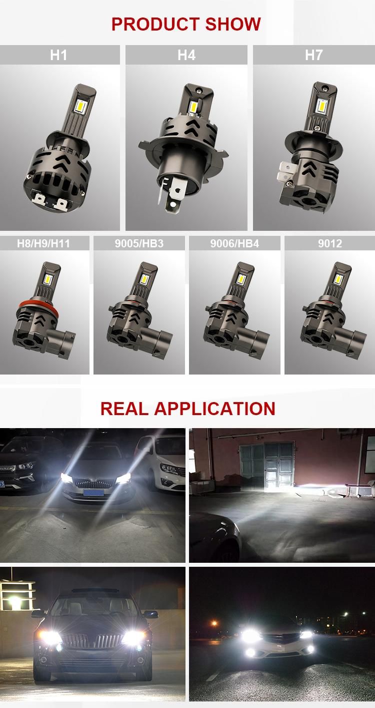 Car LED Lights Mini Size 55W 8000lm 6500K IP68 H11 9006 9005 H7 All in One H4 LED Headlight Bulb