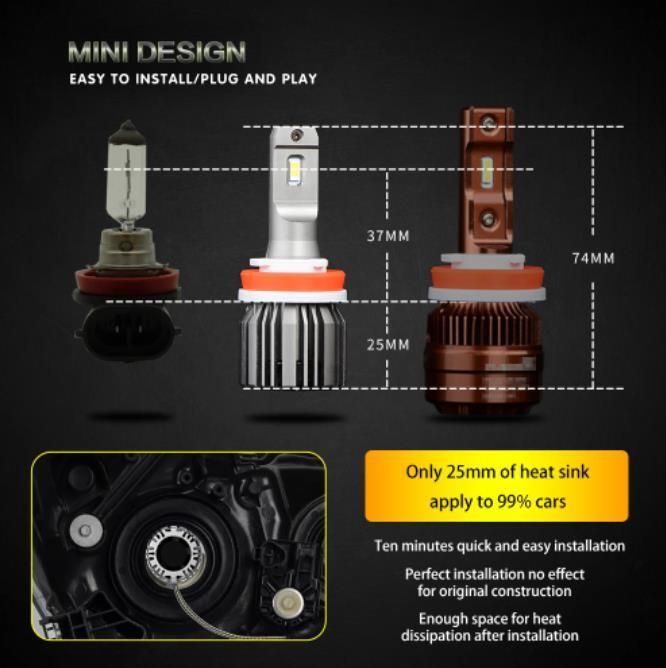 L6 9004 Hb1 High Low Beam White 6000K 50W 6000lm LED Headlight Bulbs