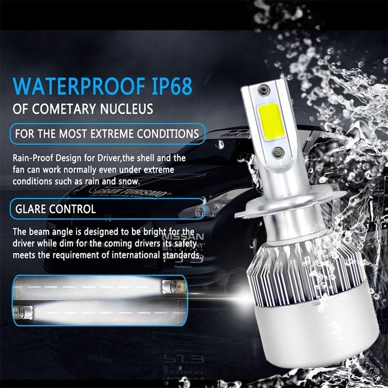 C6 H4 LED H7 H11 LED H1 Auto Car Headlight 50W 8000lm 6000K 9005 Hb3 9006 Hb4 Automobile Headlight All in One COB Lamp