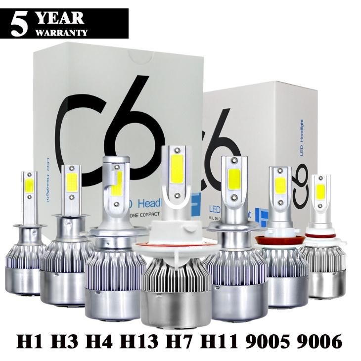 Car Lights Bulbs LED H4 H7 9003 Hb2 H11 LED H1 H3 H8 H9 880 H27 9005 9006 Hb4 H13 9004 9007 Auto Headlights 72W COB 6000K