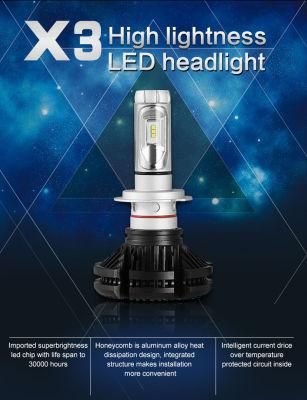 X3 High/Low Beam H4 H7/11 9005/6 Hb3/4 Car LED Headlight Bulbs 50W