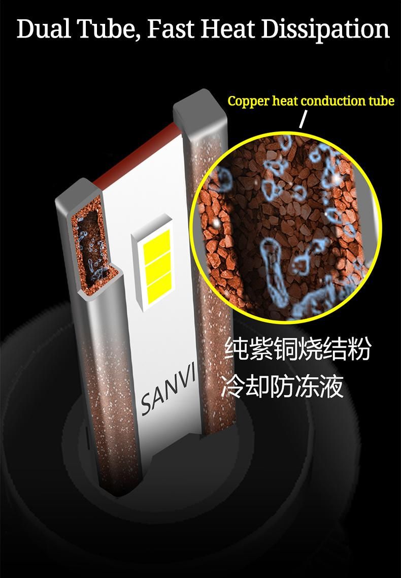 Sanvi C6 Dual Heat Pipe Car LED Headlight Bulb 4600lm 55W Car Lamp H4 H7 LED Bulb 4600lm H4 H7 Automotive Car Lights