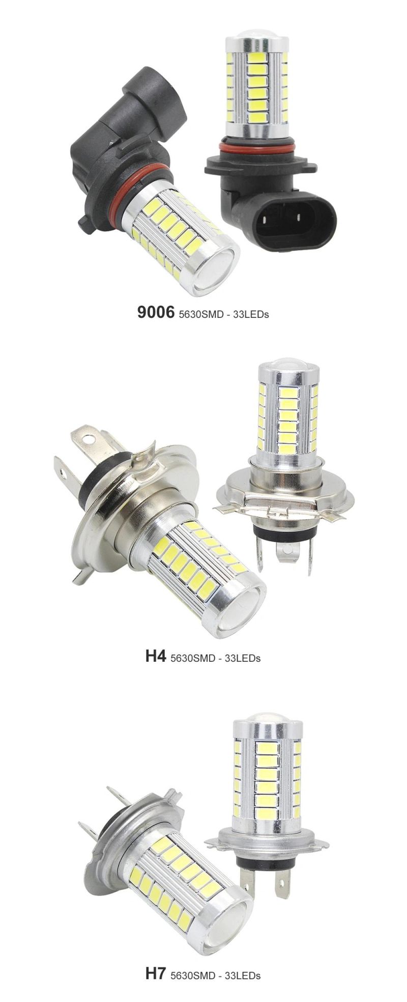 H4 LED Lamp Car Headlight Cold White 33 SMD 5730 Light Bulb Auto Automobile Fog Light Headlamp 12V DC