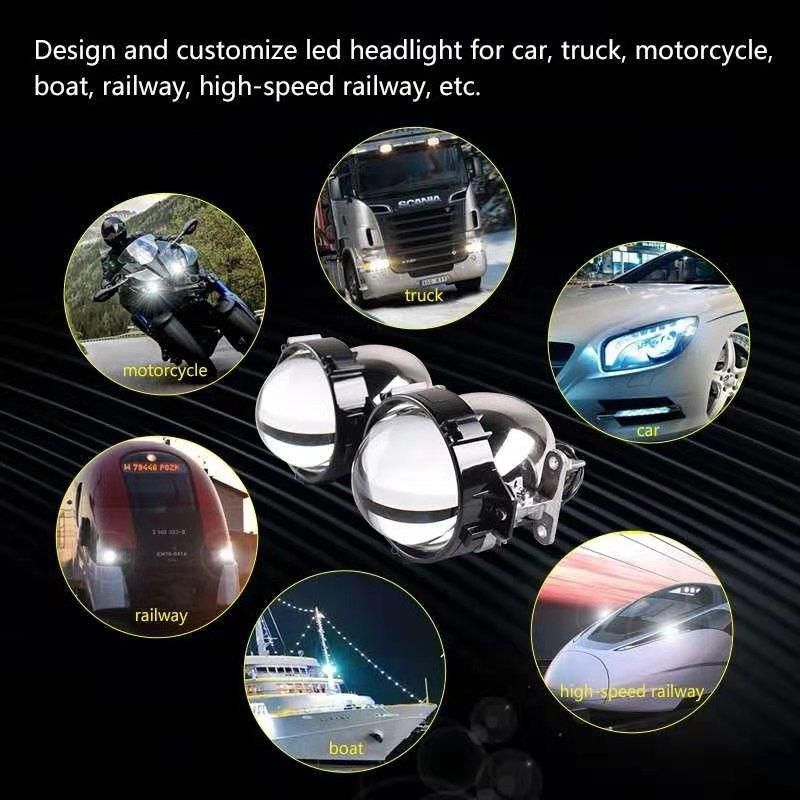 Sanvi 2.5 Inch 12V 40W 5000K Car Bi LED Projector Lens Headlight H1 H4 H7 H11 9005 9006 Car LED Headlamp Auto Bi-LED Lens Headlamp Motorcycle