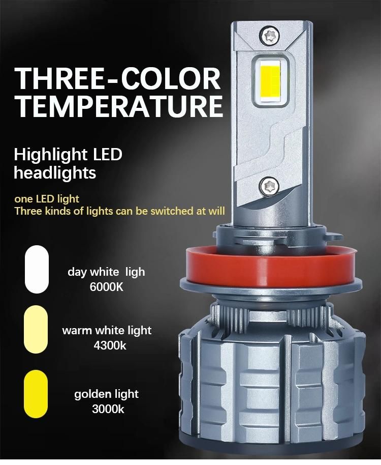 Car LED Headlight H7 H3 H11 9005 Hb3 9006 Super Bright Three-Color Flashing Front Fog Light LED Headlight Bulb X7 LED