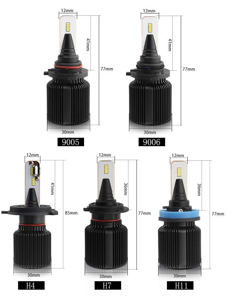 Auto Lighting System Ultra-Thin Fanless Cooling 8000lm J1 Headlight Bulb 9005 H4 LED