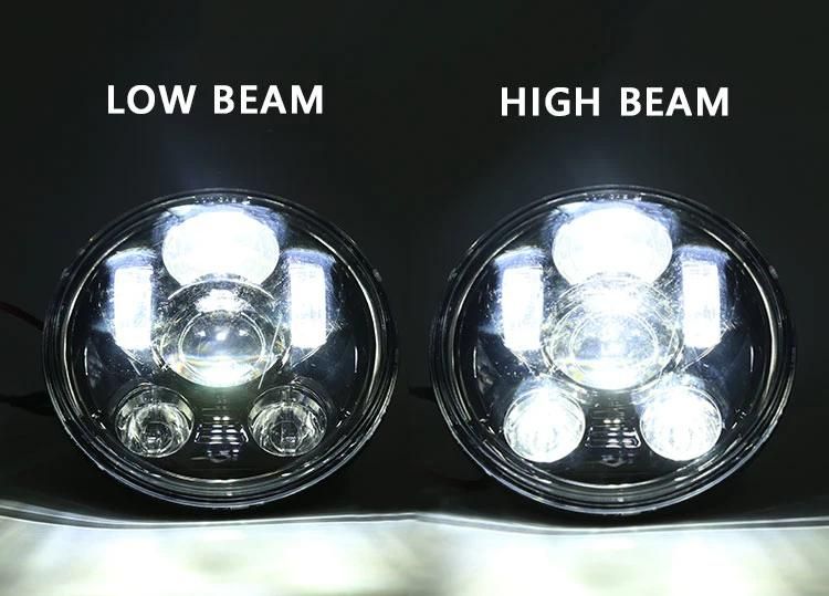 Black Silver 5.75 Inch LED Headlight for Harley Iron 883 Dyna Street Bob Fxdb Sportsters High Low Beam 5 3/4 Inch LED Motorcycle Headlight