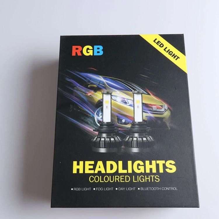 12V APP Control Bluetooth 7 Colors RGB LED Headlight Bulb H4 H7 H11 LED Car Light