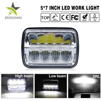 Rectangular Angel Eye Hi/Lo Beam 6500K IP68 12V 5X7 H4 LED Car Headlights with DRL