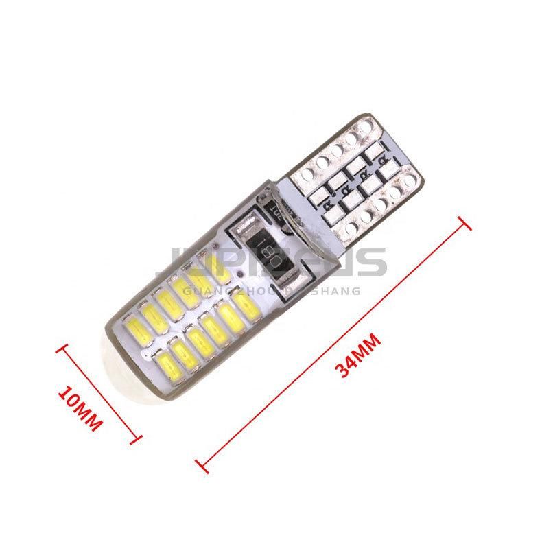 12V 24LED 3014 SMD W5w T10 Width Light Bulb Silicone LED Strobe Light for Car