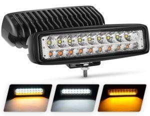 54W White/Amber Lights Bar 6 Inch Flood Fog Road Boat Driving LED Work SUV Jeep Lamp