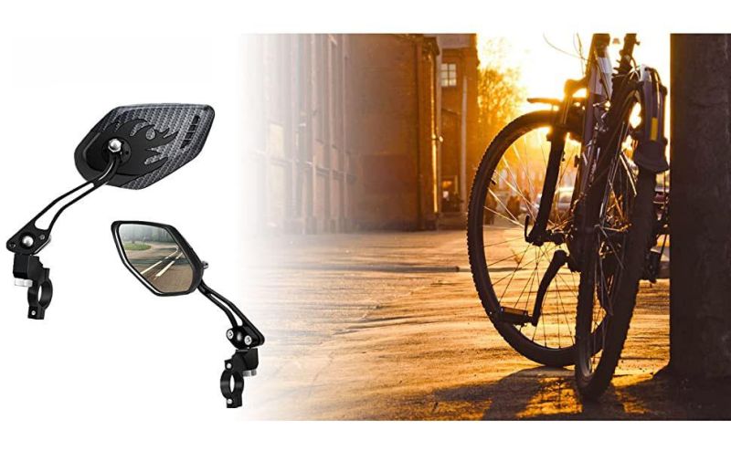 a Pair Bike Mirrors, Blast-Resistant, Glass Lens Bar End Mountain Bicycle Mirror Adjustable Bike Glass Mirror Safe Rearview