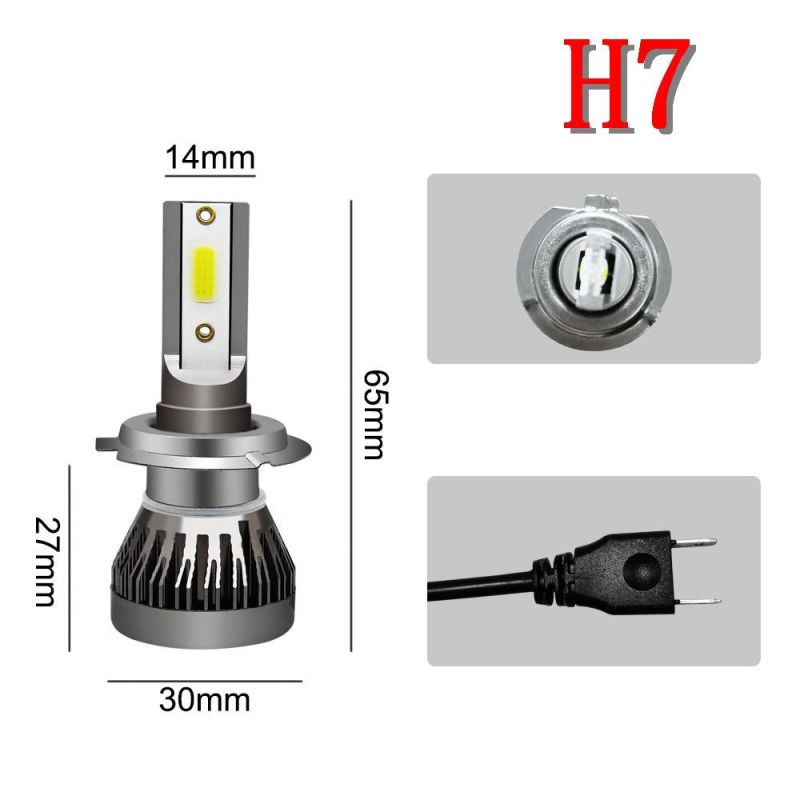 2 PCS Mini H7 LED Car Light Headlight Bulbs H1 LED H8 H9 H11 9005 Hb3 9006 Hb4 Auto 12V 24V LED Lamps Automobiles 60W 8000lm Auto Lamps