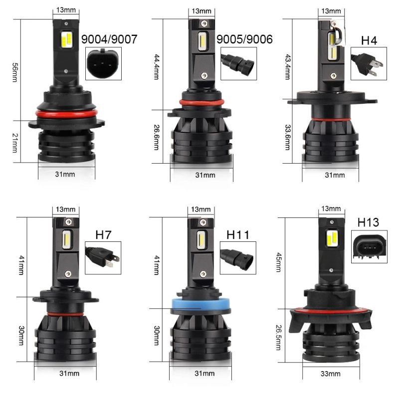 High Quality 60W 6500K Light Bulbs 9005 9006 H1 H3 H4 H7 H11 LED Auto Car M9 LED Headlight H4 H7 LED Auto Bulbs