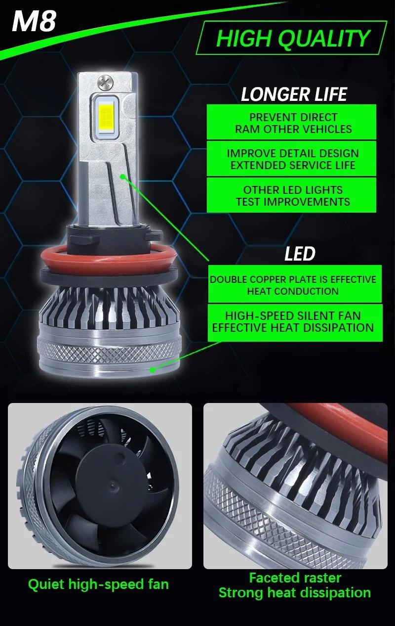 Factory Direct Selling High Quality M8LED Car Headlight 3570 Chip, High Concentrating High Power H4 9005 9006 LED 6000K LED