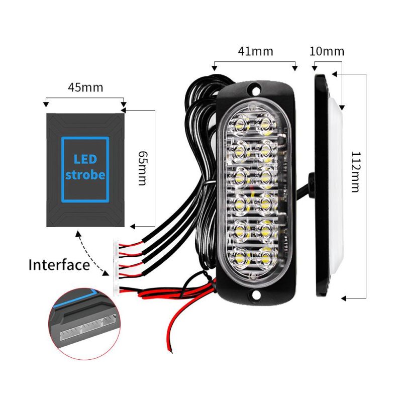 Dxz 4PCS Car Grille Lights Ultra Slim Sync Feature 12LED Car Truck Surface Mount Warning Light