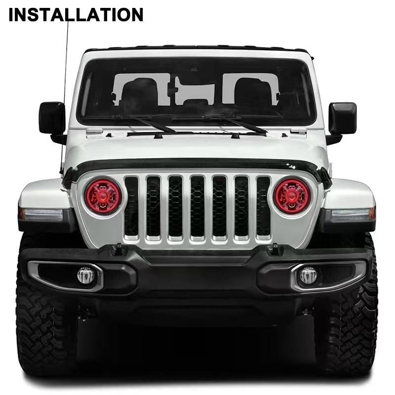 DOT E-MARK LED Halo Lights for 9inch Jeep Jl Headlight 2018 2019 High Low Beam and DRL Halo for Jeep Wrangler RGB 9inch Jl Headlight