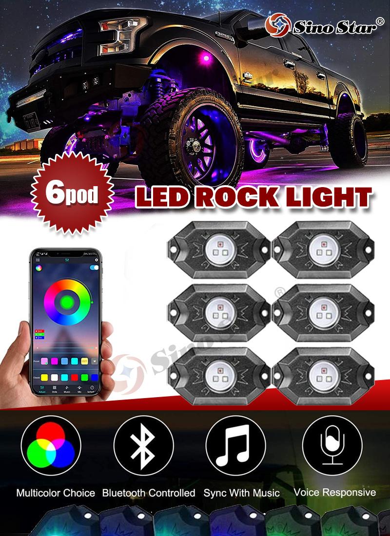 Ss731635 New 6 in 1 Under Body Light RGB Car Atmosphere Lamp Bluetooth Offroad Pickup SUV ATV Truck Rock Lamp