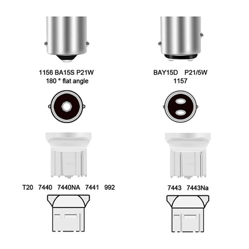 White Source Car Brake Lamp1156 Ba15s P21W 1157 Bay15D P21/5W Socket Auto LED Bulb 4014 Chip 78 SMD Tail Reverse Light DC 12V