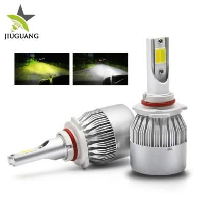 Dual Color H7 C6 LED Headlight Bulb, H4 9004 9005 9006 H11 360 Light Car LED Headlight Kit