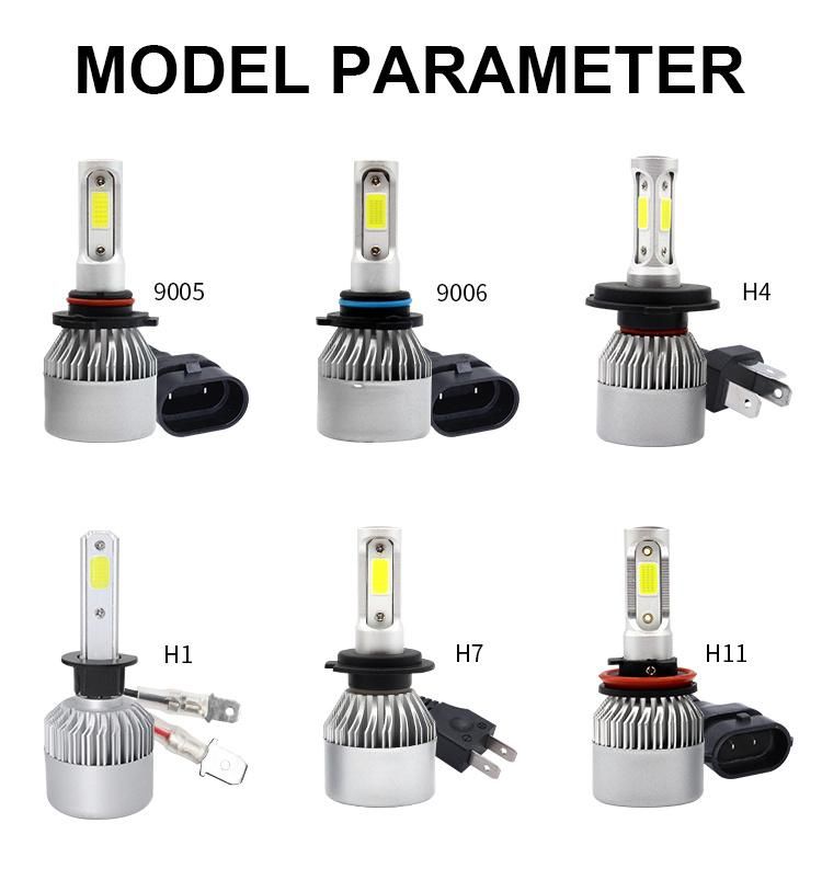 S2 COB Car LED 9005 9006 H1 LED Headlight H4 H7 H11 72W 8000lm Round LED Headlight Bulbs S6 Car LED Auto Headlight Bulbs