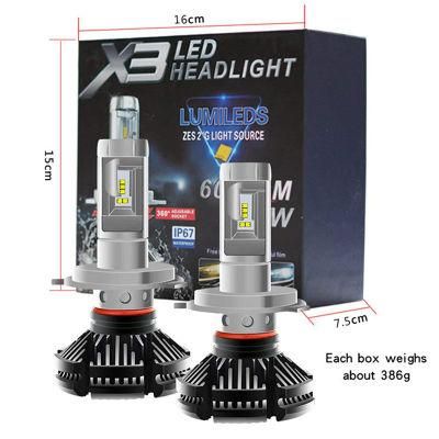 X3 LED Headlight 50W 6000lm H4 H7 Car Headlight 3000K/6500K/8000K H1 H11 9005 Hb3 9006 LED Fog Light Auto Lights 2PCS