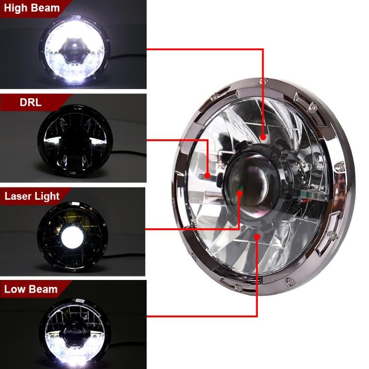 7 Inch LED DRL High Low Headlight Work Light with Laser Core for Jeep Wrangler Harley Motorcycle off-Road Driving Light LED Laser Light